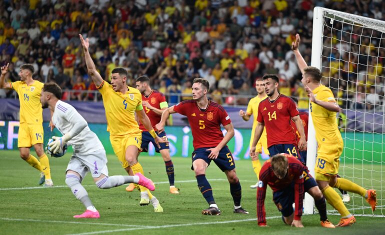 EURO 2023 U21: Debut cu stângul pentru România, în fața Spaniei. Avalanșa de ocazii pierdute din prima repriză s-a răzbunat