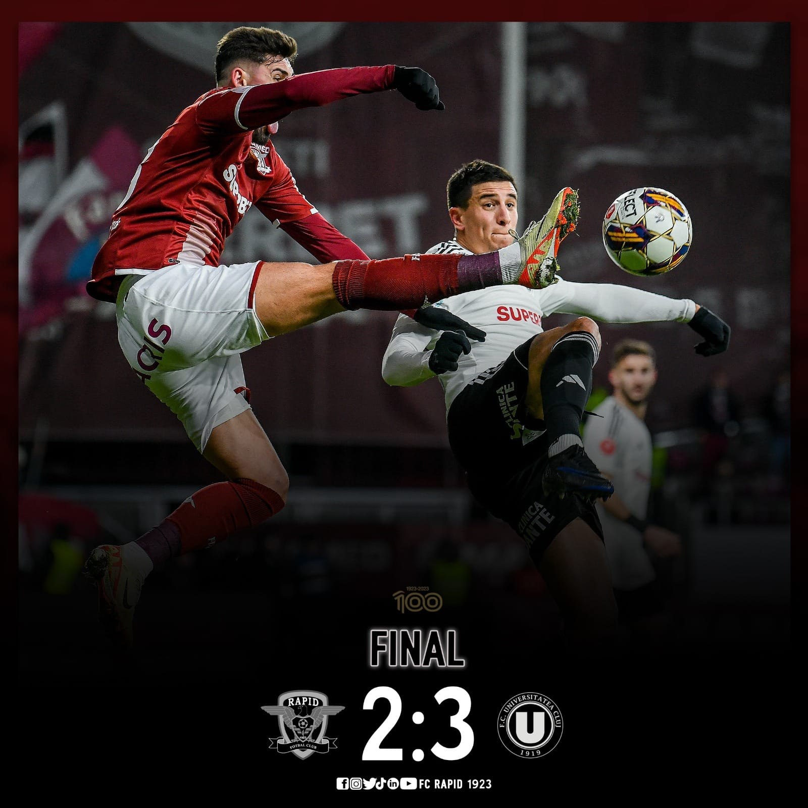 Universitatea Cluj câștigat meciul cu Rapid în Giuleşti, cu 3-2, în Superligă