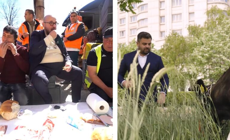 Extravaganțe de campanie: de la prânz pe șantier, la scos vaca la păscut în București