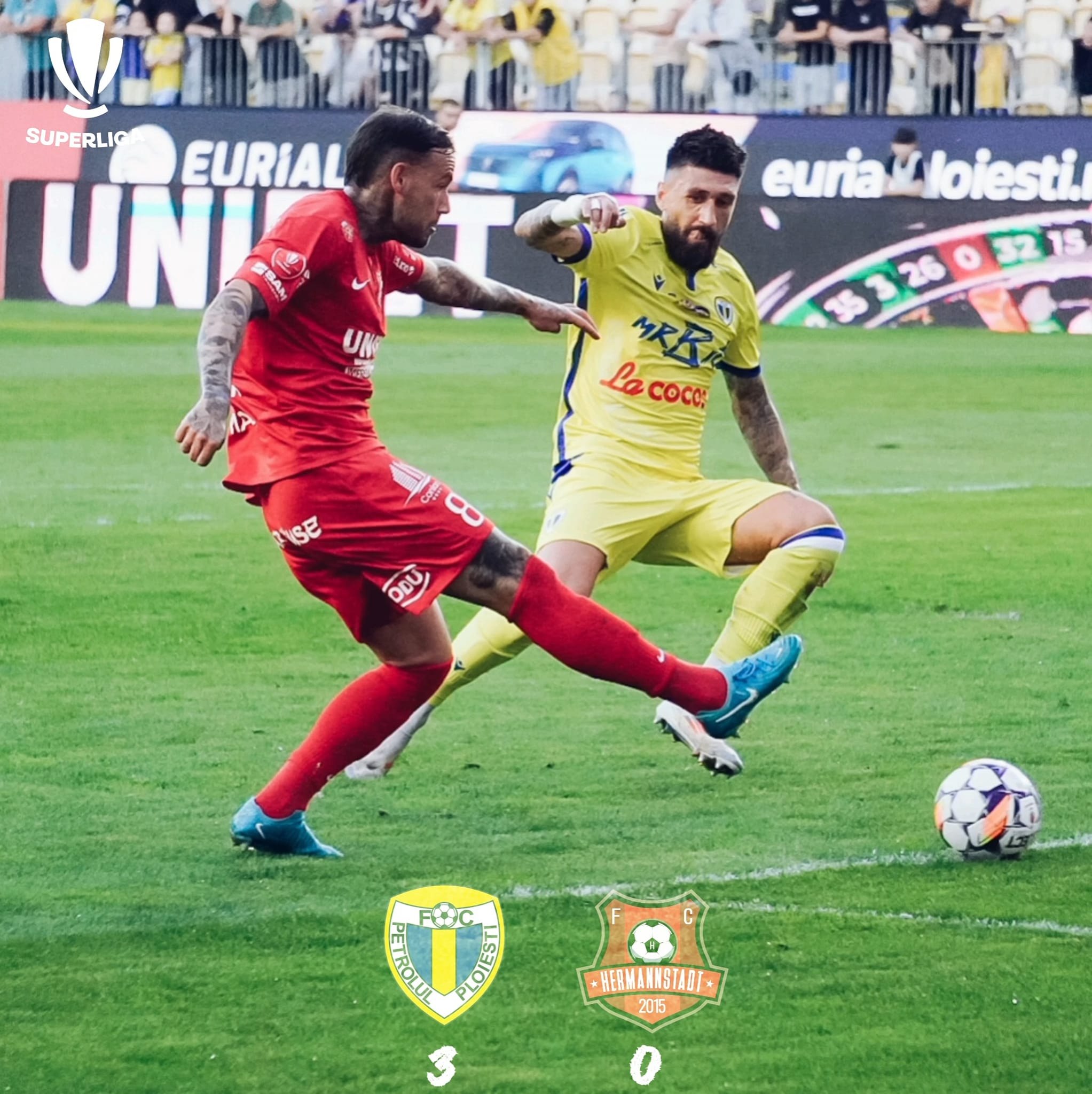 Meci de infarct în Superligă. Petrolul Ploieşti-FC Hermannstadt 4-1, iar „Lupii galbeni” urcă pe locul doi în clasament
