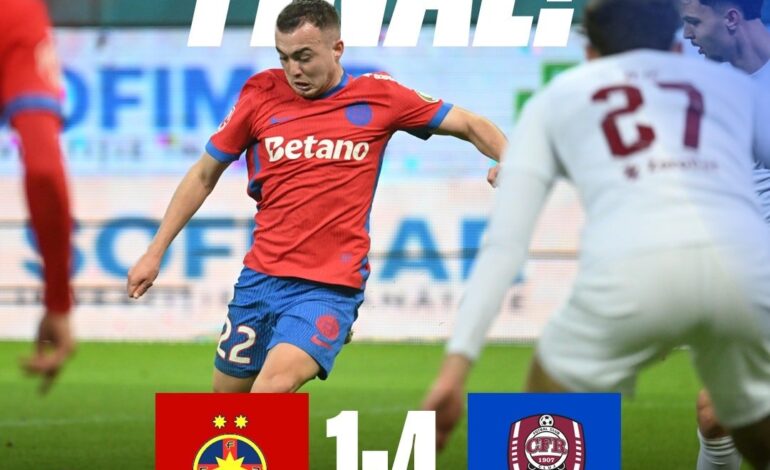 Cascadorii râsului. FCSB, distrusă de CFR Cluj în derby-ul suferinței, spune practic adio play-off-ului