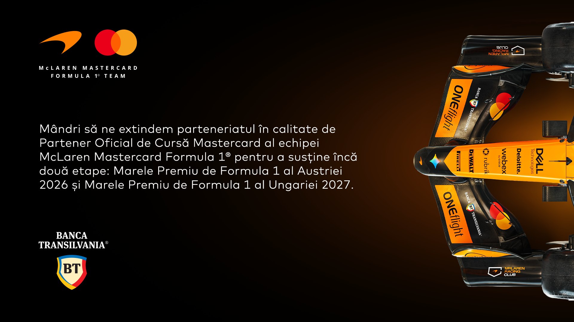 Banca Transilvania își extinde parteneriatul în Formula 1 și va fi prezentă la două curse europene în 2026