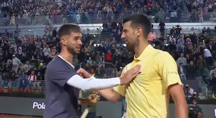 În vârstă de 20 de ani, și-a eliminat prematur idolul fără emoții. Novak Djokovic, OUT de la Roma în turul 2, după un meci epuizant cu locul #79