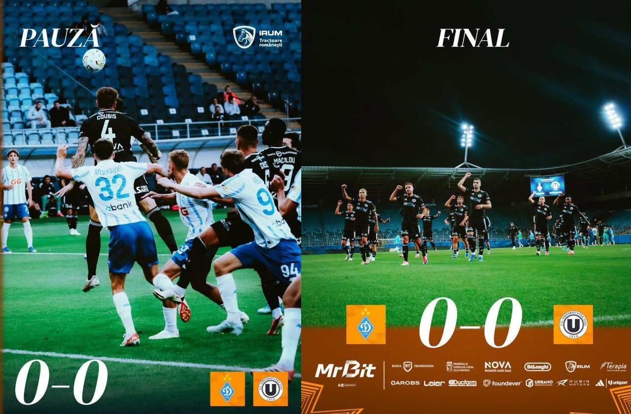„U” Cluj a scos un egal prețios în prima manșă cu Dinamo Kiev