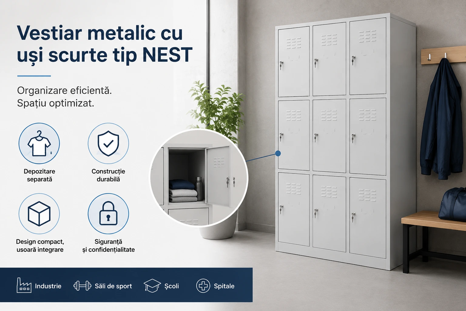 Ce este un vestiar metalic cu uși scurte tip NEST și când merită ales